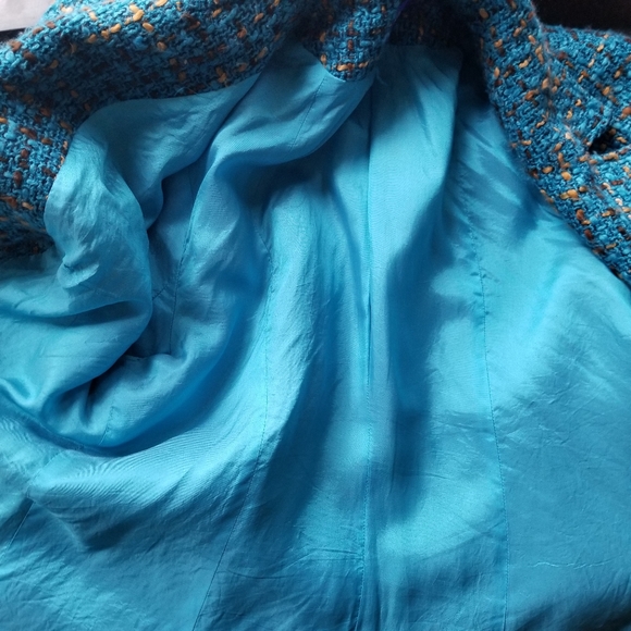 Tweed turquoise button coat - Picture 7 of 8